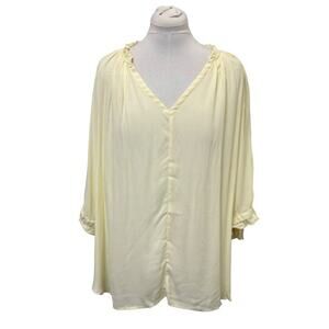 Habitual Women’s Plus Peasant Top Nina Boho Ruffled Flowy Blouse Pear Sorbet 3X